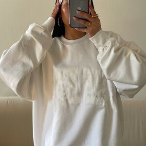 The Bar White Varsity Sweatshirt Size L White